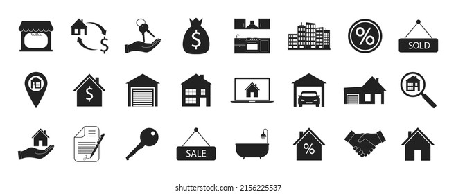 Real estate icons set. Vector illustration.