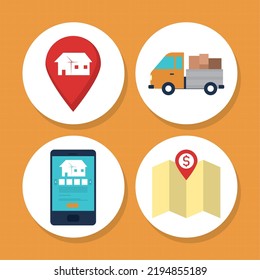 real estate icons set vector design