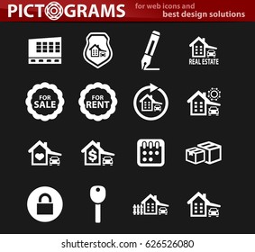 Real estate icons set for web sites and user interface