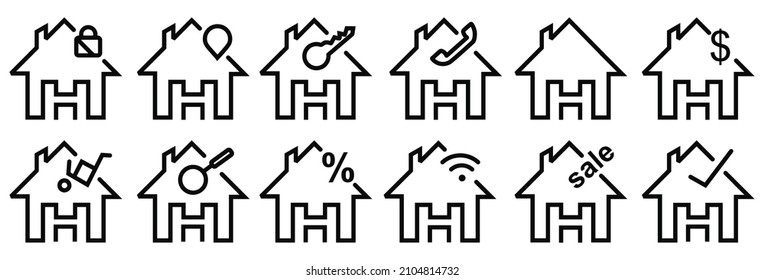 Real Estate Icons Set,home Vector isolated collection signs.