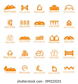 Real Estate Icons Set-Isolated On White Background-Vector Illustration,Graphic Design.Different Logotype