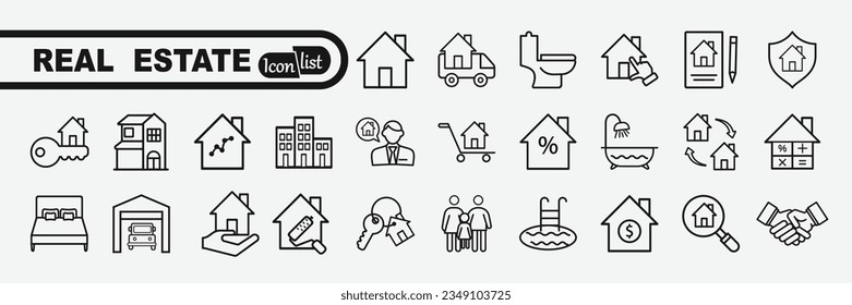 Real Estate icons. Real estate symbols set.	
