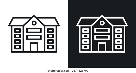 Real estate icons in thin black and white stroke liner style