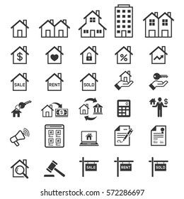 Real estate icons. Vector illustrations.