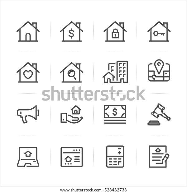 Real Estate icons\
with White Background 