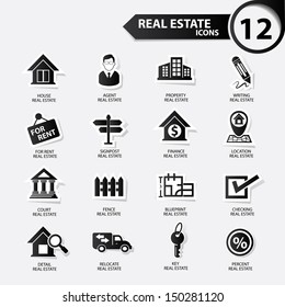 Real Estate Icons,Black Version,vector