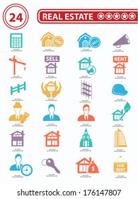 Real estate icons,Colorful version,vector