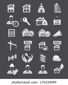 Real estate icons,Dark version,vector