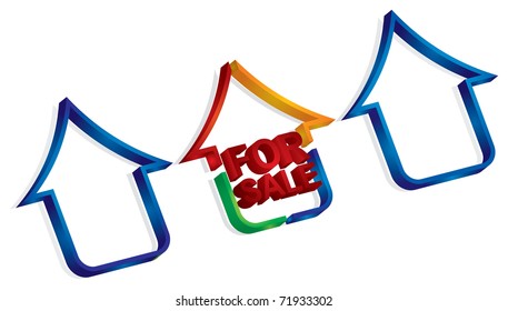 Real Estate illustration with abstract house and text