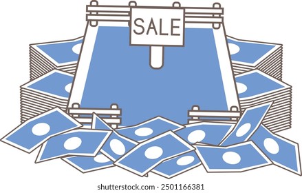 Real estate illustration set with big money coming into vacant lot