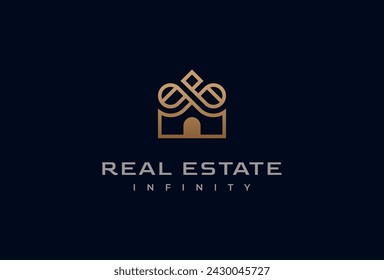 Real Estate Infinity Logo design, building and infinity icon combination, suitable for Architecture Building apps logo design, flat design logo template element , vector illustration