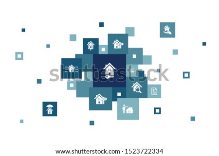 Real Estate Infographic 10 steps pixel design. Property, Realtor, location, Property for sale icons