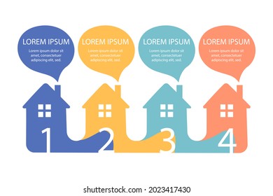 Real estate infographic design template. Rent, sale building, house service graphic. Business infographic graph, mortgage diagram construction. Architecture property presentation. Vector illustration