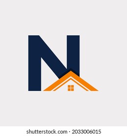 Real Estate. Initial Letter N House Logo Design Template Element. Vector Eps10