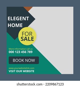 Real Estate Instagram Post Template, Social Media Add Banner Template, Elegent Home For Sale Banner Template