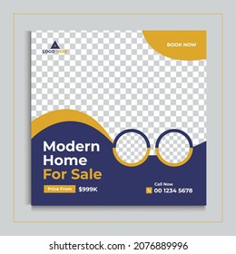 Real estate Instagram social media post template design vector. Modern square promo social media advertising banner and digital marketing sale and discount Instagram poster.