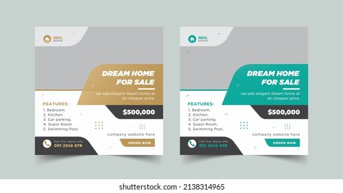 Real estate instagram social media post banner, Editable Post Template Social Media Banners.