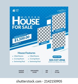 Real Estate Instagram Social Media Post Layouts Template Design In EPS Format. Modern Square Social Media Advertising Banner | Digital Marketing Sale And Discount.