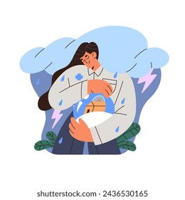 Real estate insurance concept. Assurance policy of property. Protection building from accident, natural disaster. Service save home in shield, secure bubble. Flat isolated vector illustration on white