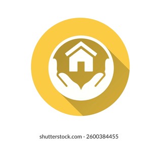 Real estate insurance flat icon. Simple illustration with long shadow for graphic and web design.