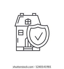 Real estate insurance line icon concept. Real estate insurance vector linear illustration, symbol, sign