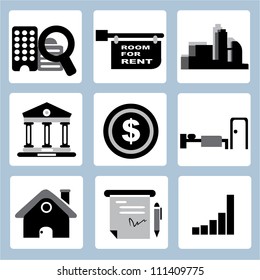 real estate investment and business icon set