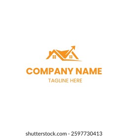 Real Estate Investment Growth Logo Design.This logo depicts a house and a rising bar graph, signifying real estate investment growth.