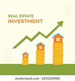 Real Estate Investment, Home Concept, Growth, House, Residential, House Icons Vector Design Templates