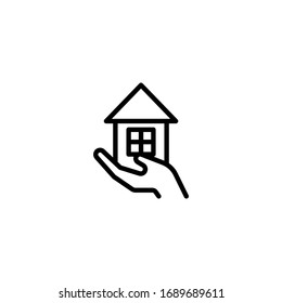 Real estate investment icon symbol in linear, outline icon isolated on white background