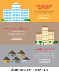 real estate investment infographics element and banner background. building and house. Can be used for business data, web design, brochure template.