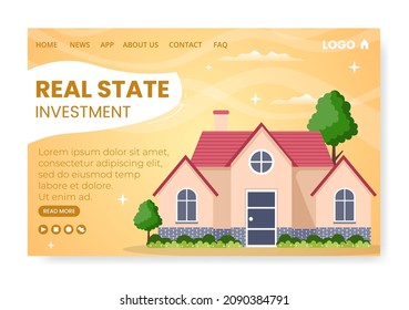 Real Estate Investment Landing Page Template Flat Design Illustration Editable of Square Background Suitable for Social media, Greeting Card and Web Internet Ads