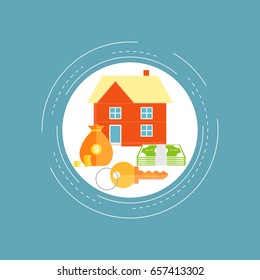 Real estate investment, mortgage concept flat vector illustration design. Real estate market, buying, renting house design for web banners and apps 