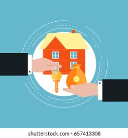 Real estate investment, mortgage concept flat vector illustration design. Real estate market, buying, renting house design for web banners and apps 