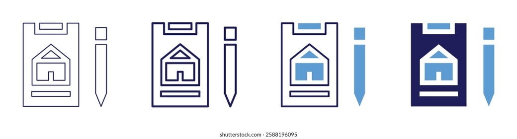 Real estate investment strategy icon in 4 different styles. Thin Line, Line, Bold Line, Duotone. Duotone style. Editable stroke.