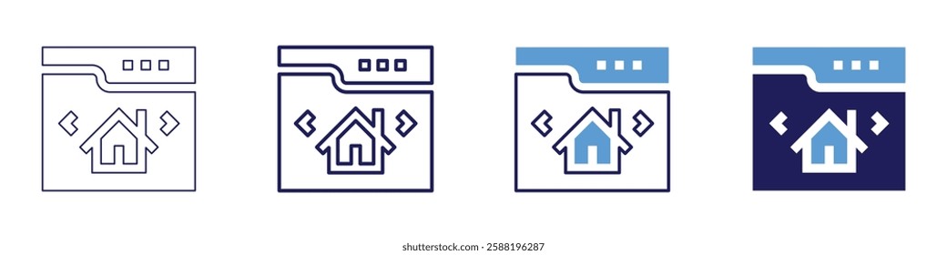 Real estate investment webinar icon in 4 different styles. Thin Line, Line, Bold Line, Duotone. Duotone style. Editable stroke.