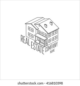 Real estate isometric logo icon. For web design and application interface, also useful for infographics. Vector dark grey.  Vector illustration.