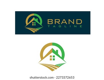 real estate land agriculture house building earth office logo concept