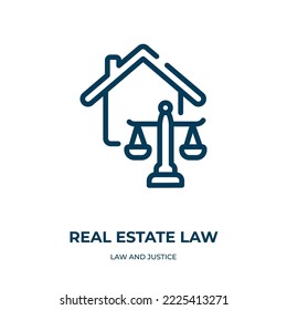 Real estate law icon. Linear vector illustration from law and justice collection. Outline real estate law icon vector. Thin line symbol for use on web and mobile apps, logo, print media.