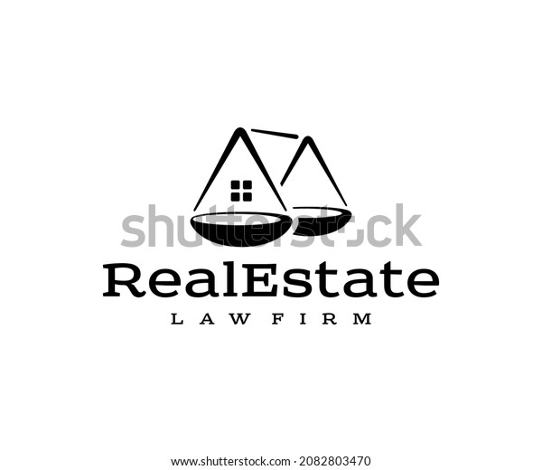 Real estate law logo design. Division of\
property, dividing house vector design. House Foreclosure and house\
dealing lawsuit logotype