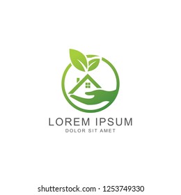 Real estate leaf house logo