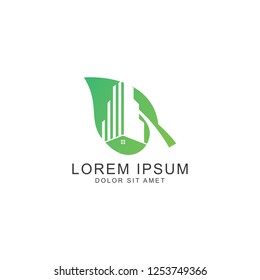 Real estate leaf house logo