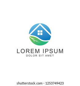 Real estate leaf house logo