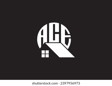 Real Estate Letter ACE Monogram Vector Logo.Home Or Building Shape ACE Logo