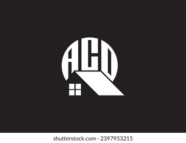 Real Estate Letter ACO Monogram Vector Logo.Home Or Building Shape ACO Logo.