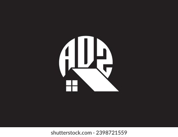 Real Estate Letter ADZ Monogram Vector Logo.Home Or Building Shape ADZ Logo svg
