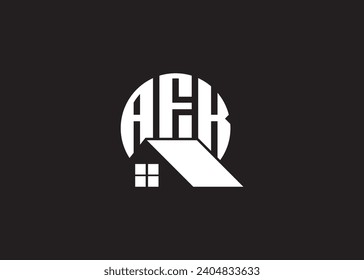 Estate Letter AFK Monogram Vector Logo.Home oder Building Form AFK Logo.