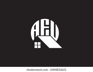 Real Estate Letter AFU Monogram Vector Logo.Home Or Building Shape AFU Logo