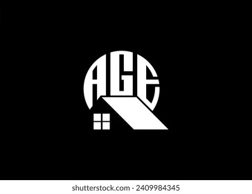 Real Estate Letter AGE Monogram Vector Logo.Home Or Building Shape AGE Logo.