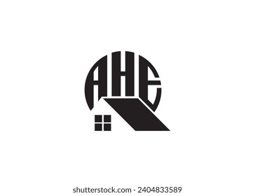 Real Estate Letter AHE Monogram Vector Logo.Home Or Building Shape AHE Logo.