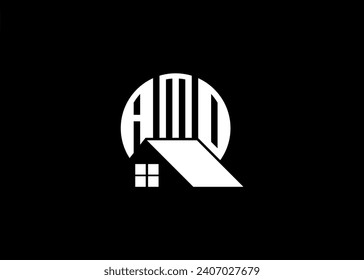 Real Estate Letter AMO Monogram Vector Logo.Home Or Building Shape AMO Logo.